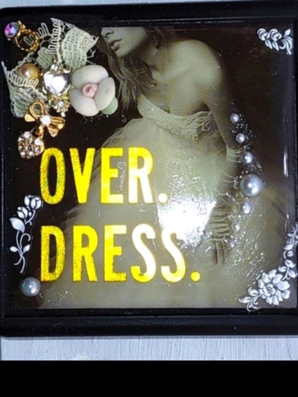 Bridal Dress Theme Upcycled Compact Mirror